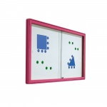 Info-Wandvitrine, 107 cm hoch, 142x13 cm (B/T), Rückwand Stahlemaille weiß, 